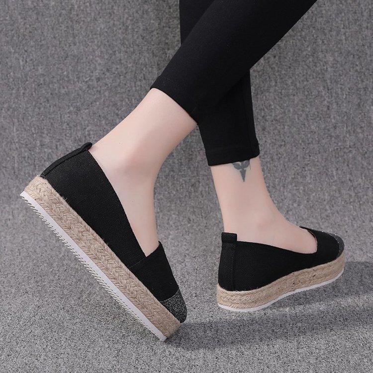 Spot 2021 Hanfseil gewebte dicksohlige Fischer-Schuhe Damen Außenhandel Übergröße atmungsaktive Wish Canvas Schuhe flachsohlige Einzel-Schuhe