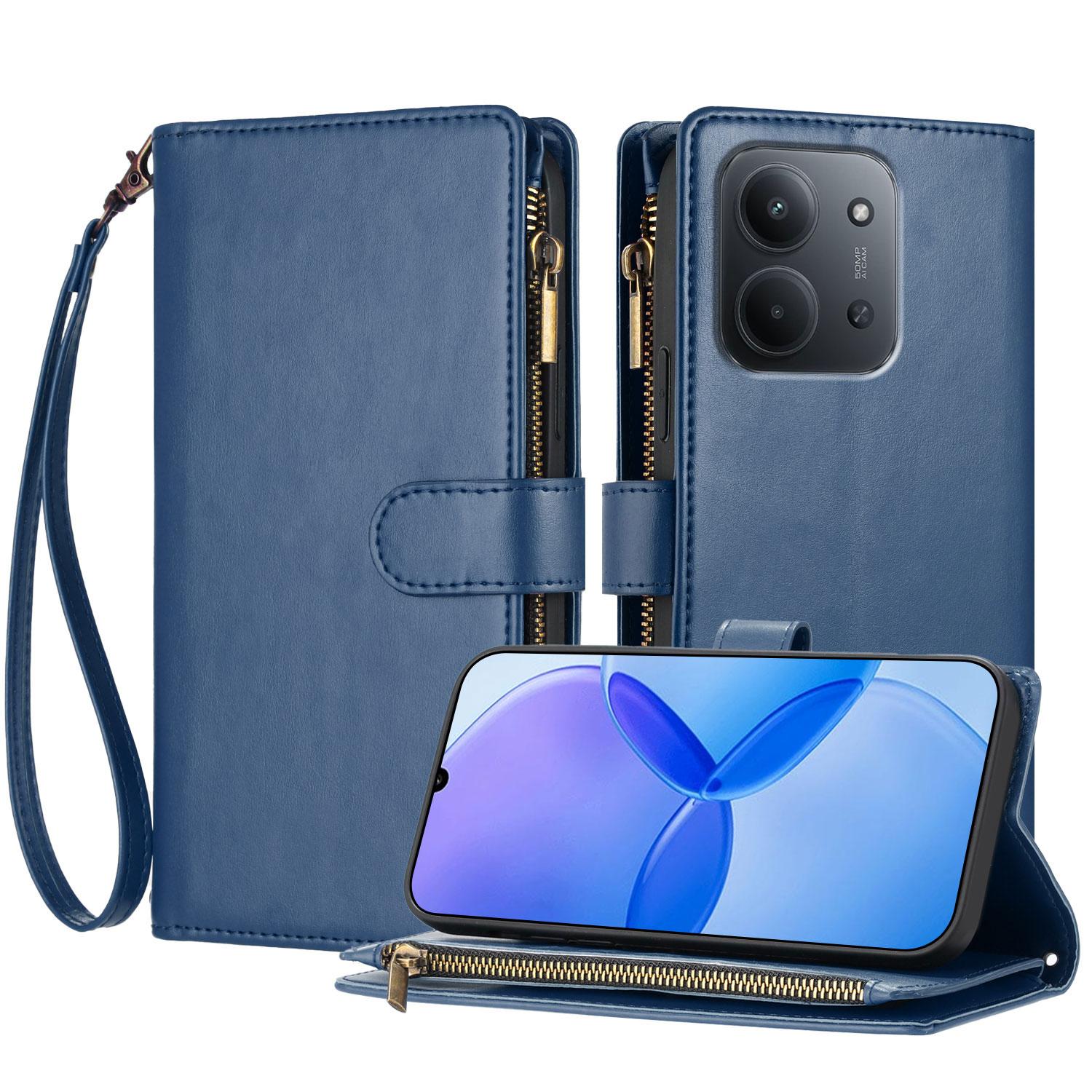 

For Xiaomi Redmi 15C 4G (Global) (171mm) Leather Case Zipper Wallet Stand Shockproof Phone Cover with Wrist Strap