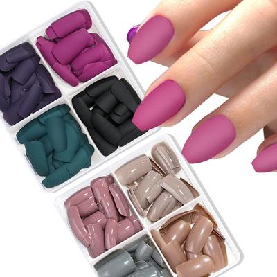 96 Stück einfarbige, matte Nägel, kurze, vollständig abdeckende künstliche Nägel, aufdrückbare, kurze künstliche Nagelspitzen