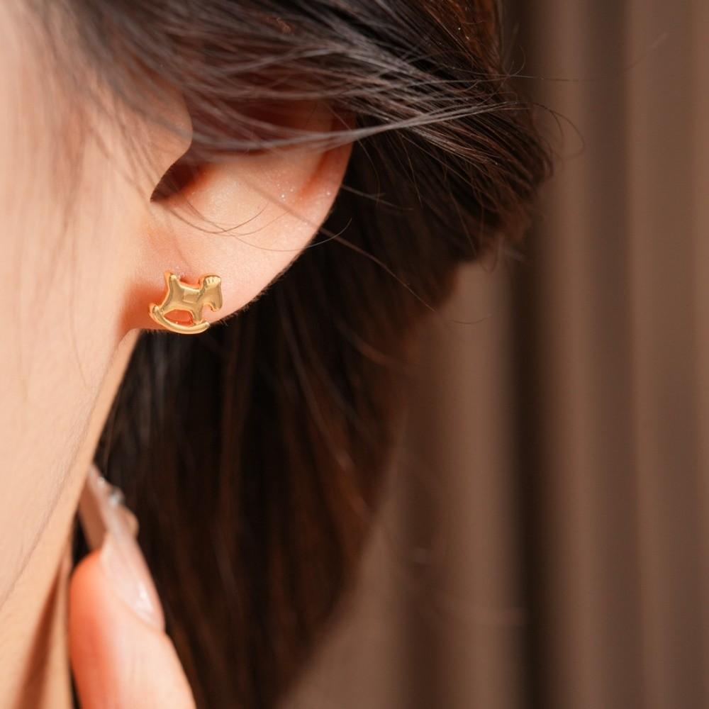 Zinc Zinc Alloy Mini Horse Ear Studs Fashion Jewelry Drop Earrings  Chinese Horse New Year