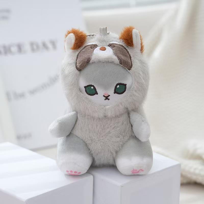 

2026 Kawaii Mofu Sand Keychain – Cute Cartoon Shark & Cat Plush Pendant for Backpack, Bag Charm & Birthday Gift Bead chain