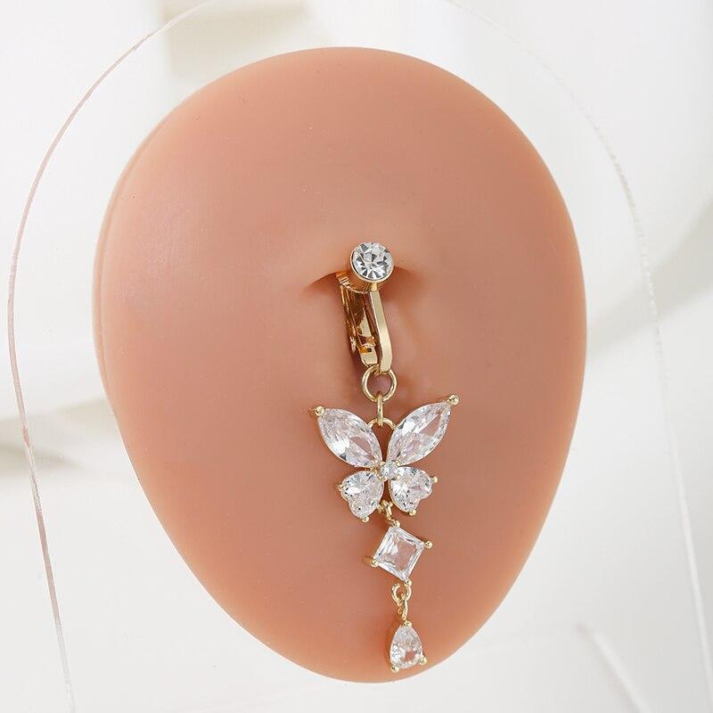 Накладка на пирсинг пупка Форма бабочки Медь Цирконий Ложный пирсинг пупка Пуповина Пирсинг тела Модный стиль