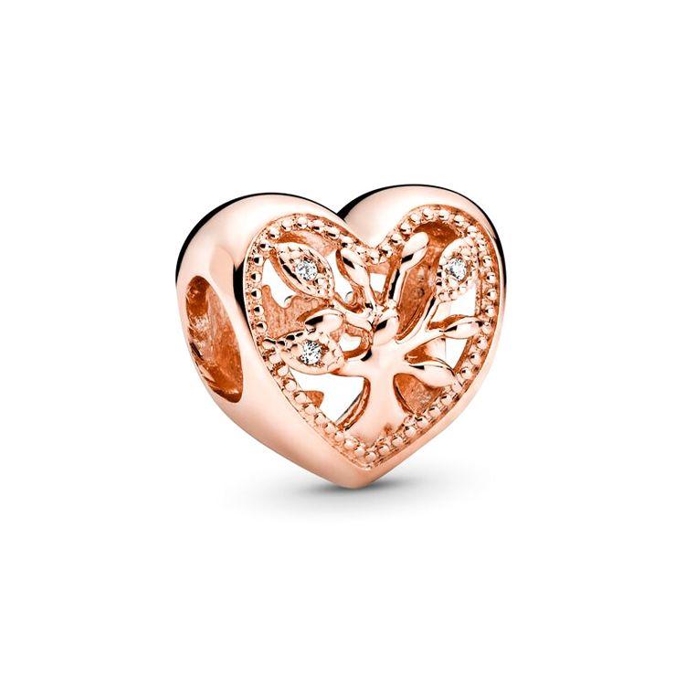 Pandora Hollow Family Tree Heart Charm Women Jewelry Gold 788826C01 Gold
