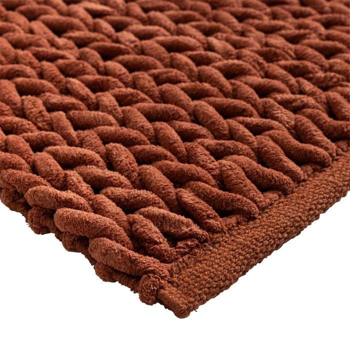 Tapis de bain - EDEN - Arielle - Chenille relief - 50 x 80 cm - Terracotta