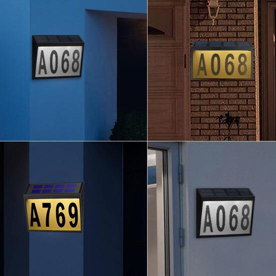 Solar House Numbers Light LED Illuminated Waterproof Address Sign Easy Installation Solar-Powered Lighting Doorplate for Front Door