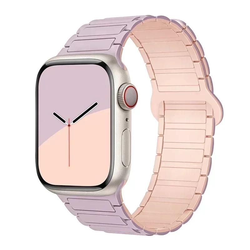 

Silicone Strap for Apple Watch 46mm 42mm 49mm 45mm 41mm 44mm 40mm Magnetic Band for IWatch Ultra 2 Series 10 9 8 7 6 SE 5 4 3 S10-42mm 41 40 38
