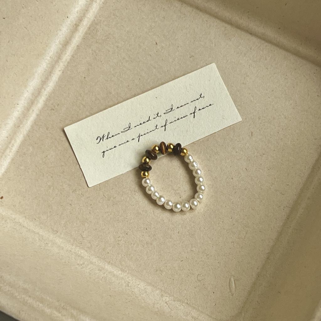 Color crystal beaded ring  niche design sense high-end finger ring light luxury temperament all-match ring accessories