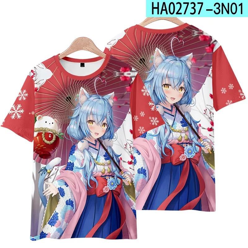 Summer New Women's GawrGura Hollywood Clothes Anime Surrounding 3D Short Sleeve T-shirt