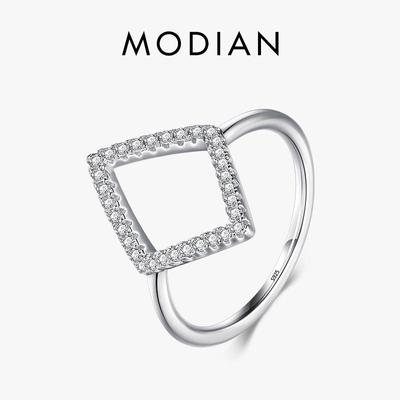 MODIAN 925 Sterling Silber Geometrischer Ring Mode Zirkonia Finger Für Frauen Verlobung Einfacher Schmuck