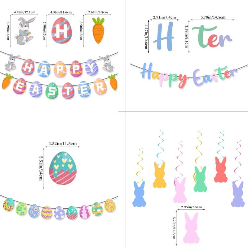 Easters Eggs Letter Garlands Hanging Banners for Home School and Event Decoration Store Window Display Accessories