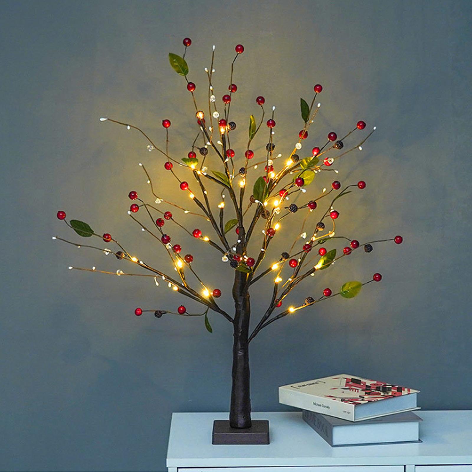

Vintage Glowing Tree 21.7 Inch LED Lighted Artificial Tree Decoration for Tabletop Centerpiece Xmas Home Decor Red