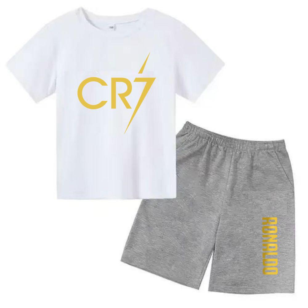 Summer CR7 Printed Short Sleeve Children Set Casual Fashion Tops and Shorts 2pcs Set Kid Boys Girls Sports Tshirts Set Outfits