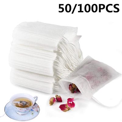 Spices Cotton Muslin Drawstring Bags Herbs 50 Pcs Tea Filter Bags Reusable Mesh Bag for Loose Tea Soap and Jewellery Gifts