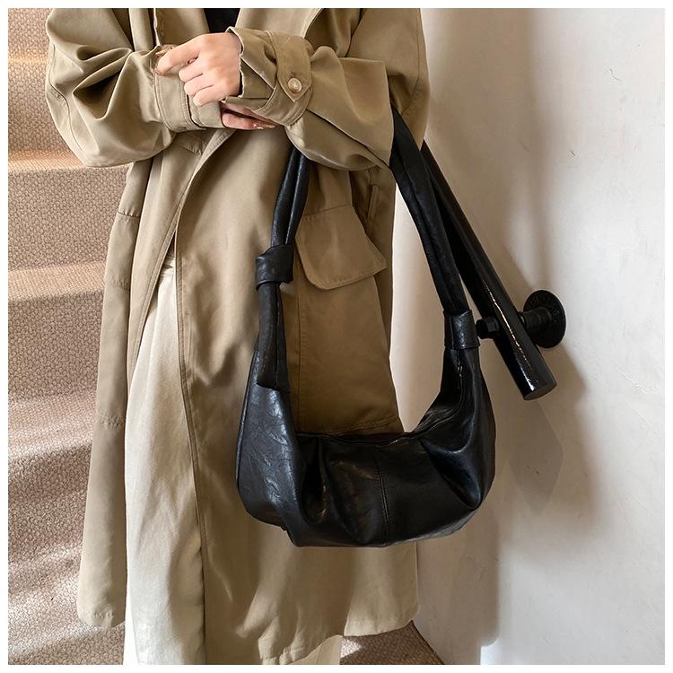 Lux Retro Soft Leather Pleated Dumpling Bag - Versatile Large Capacity Shoulder/Crossbody for Commuting