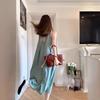 French Mori Pleated Sleeveless Dress Women's Summer Lazy Wind Loose Vest Long Dress Seaside Vacation Beach Dress