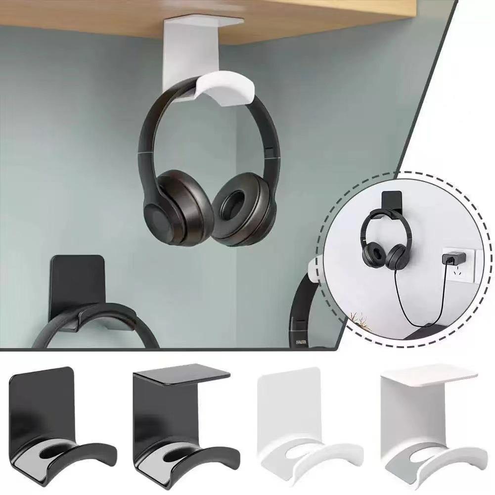 Punch-Free Wall-Mounted Under-Desk Headphone Stand for Over-Ear Gaming - Multifunctional Storage for Student Dorms