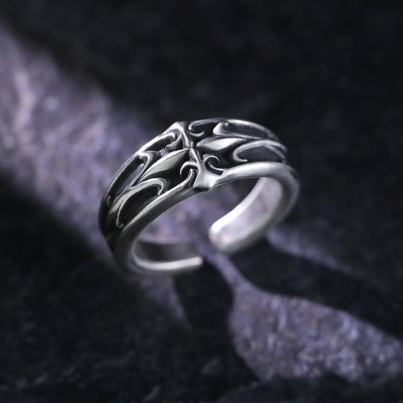 

Iris Personalized Thai Silver Men s Cross Index or Pinky Ring Adjustable
