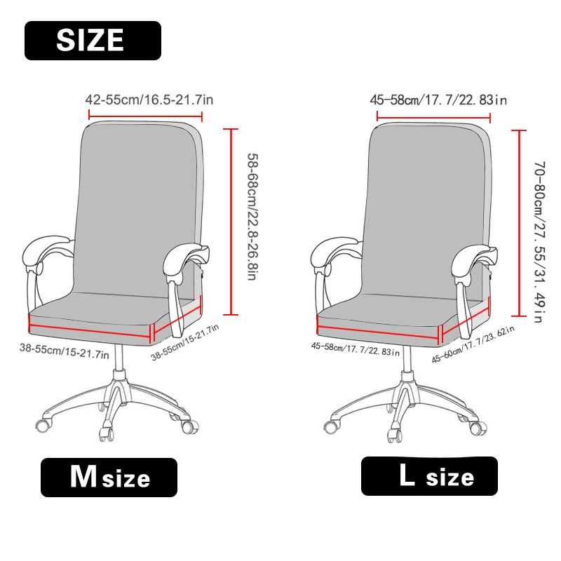 Stretch Computer Office Chair Cover With Durable Zipper Removable Spandex Rotating Boss Chair Slipcovers Anti-Dust M/L Sizes