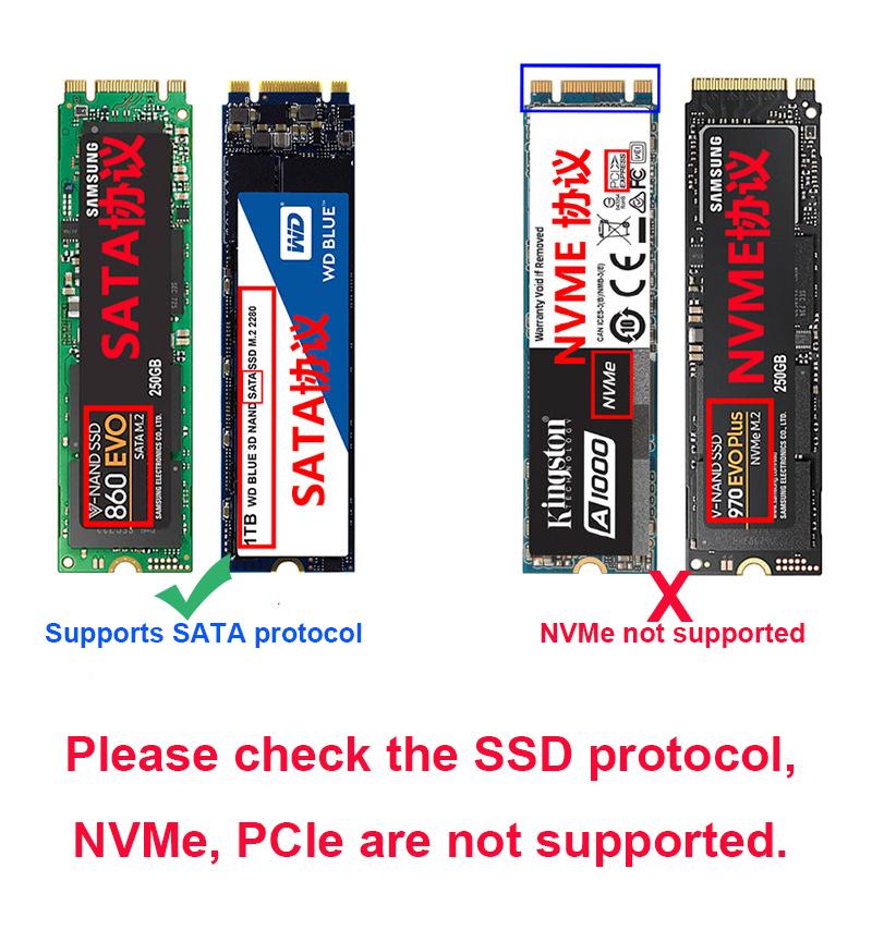 M.2 NGFF Dual SSD B+M Key to 2.5inch SATA 3.0 Adapter Card B key Converter With Enclosure Socket (Not Supported NVMe M key)