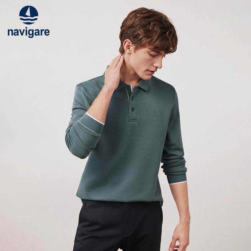 Navigare Men's 100% Cotton Long Sleeve Polo Shirt