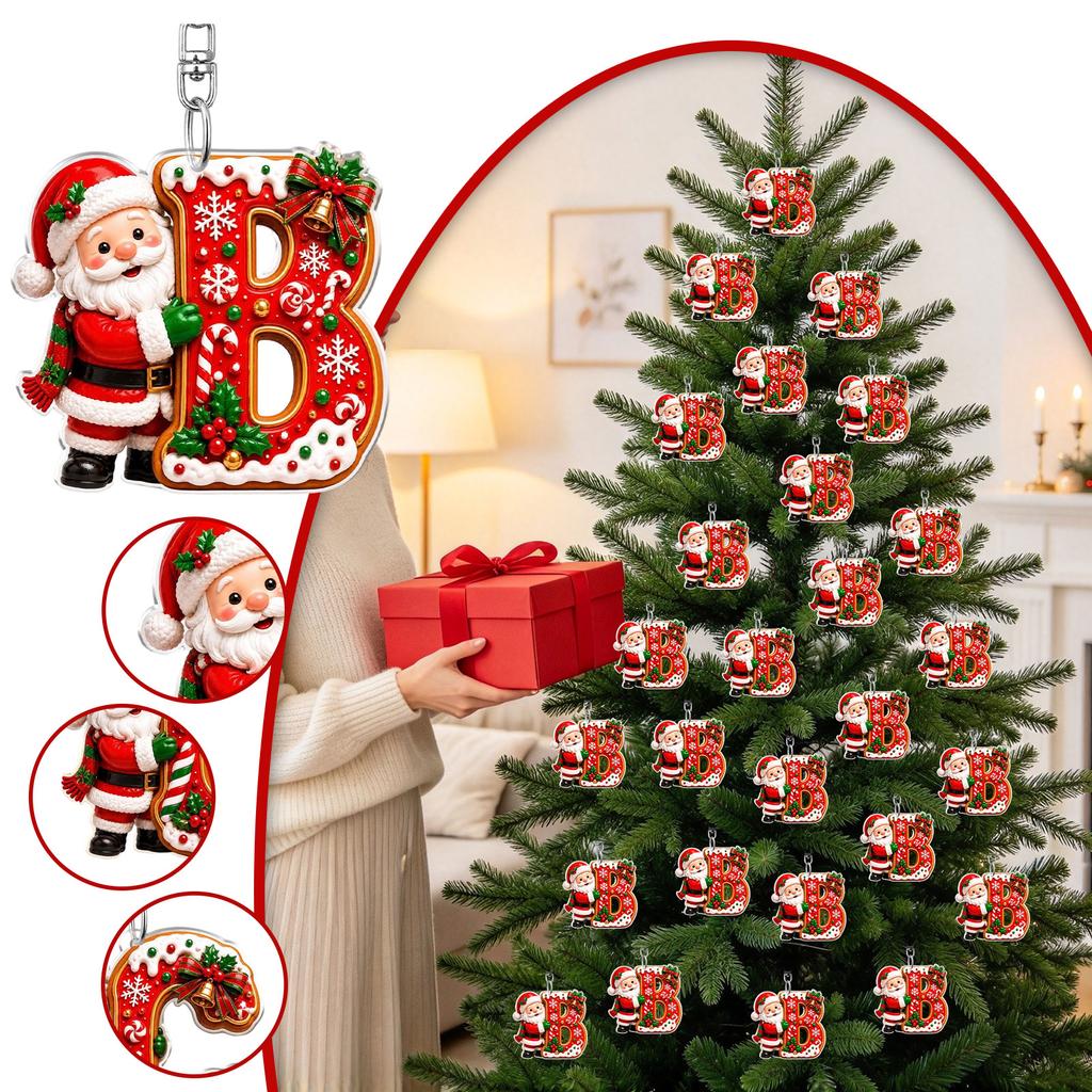 26 Letter Christmas Ornaments Set, 2D Hanging Decorations, 0.33 Thick