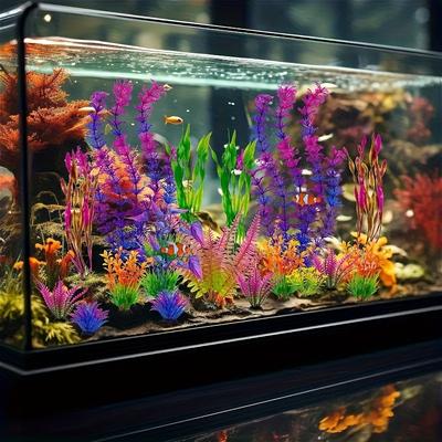 10 zufällig gestaltete mehrfarbige Pflanzen für die Aquariendekoration