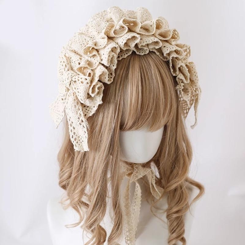 Ruffle Lace Headpiece Headband Anime Maid Cosplay Headband Lolitas Lace Flower Headwear Hair Accessories Lace Hair Band