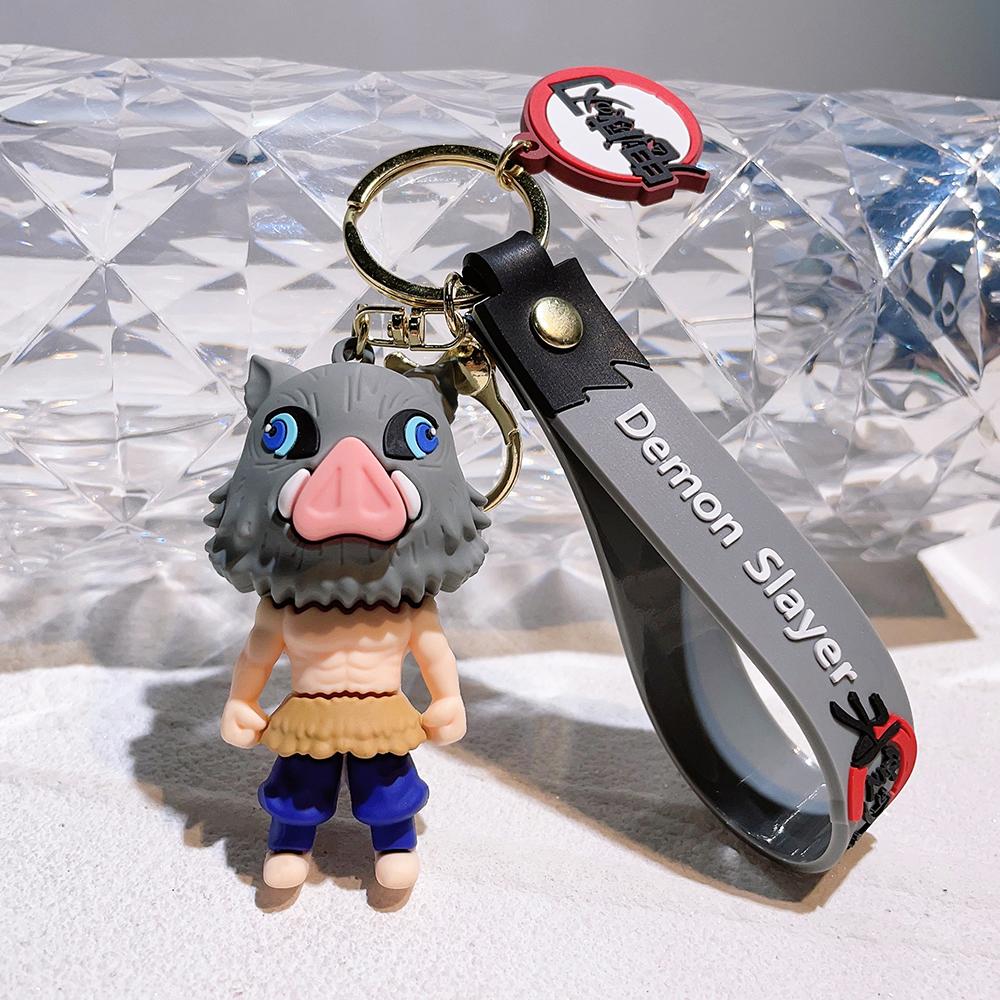 Demon Slayer keychains, cute character bag charms, cartoon couple charms, anime dolls, car and motorcycle keychain accessories