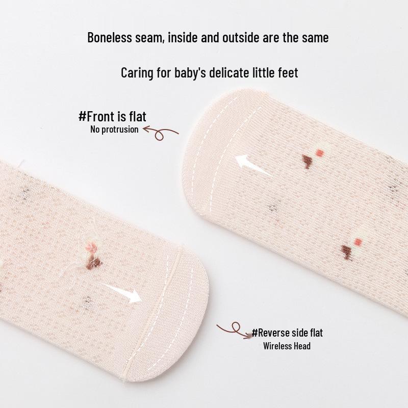 Spring/Summer Bow Baby Mesh Lace Cotton Socks - Breathable & Thin Princess Socks for Girls