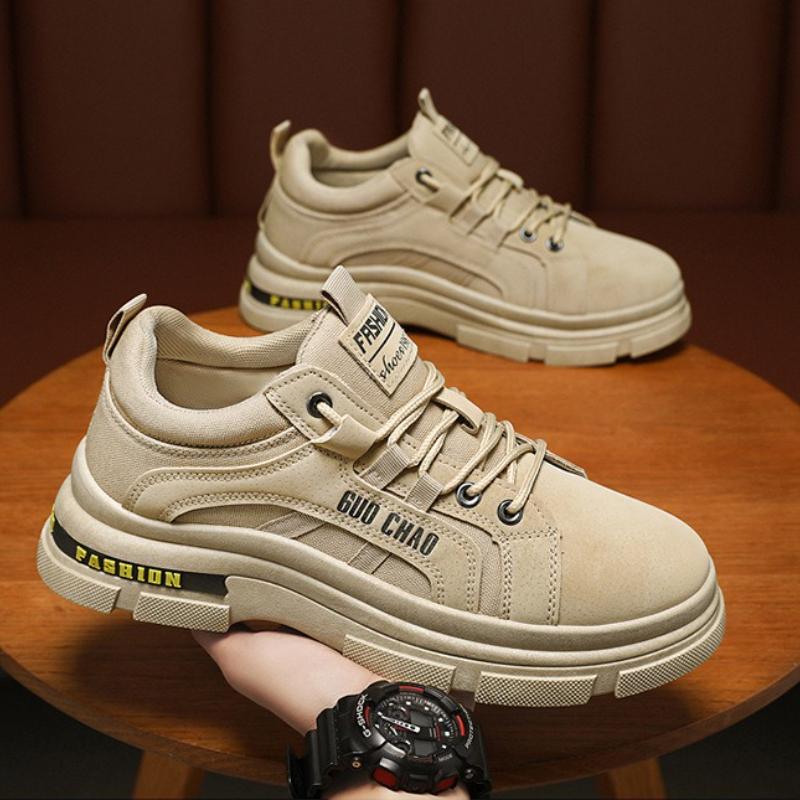 Fashion Lace-up Men's Hiking Shoes New Breathable Platform Work Shoes Comfortable Non-slip Casual Sneakers Outdoor Jogging Shoes