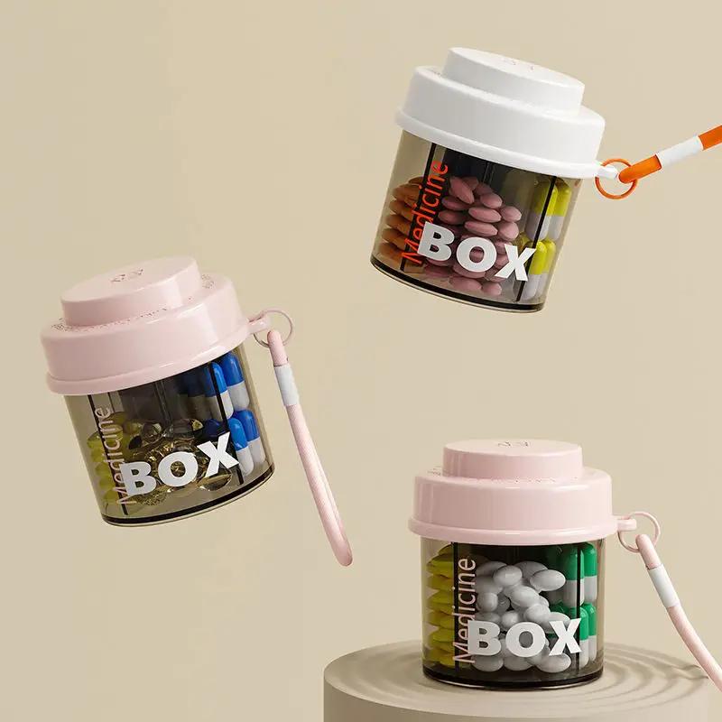 Pilleboks Pilleetui 4 Rom Tablett Pille Organiseringsetui Dispenser Reise Tablett Holder Beholder Medisin Oppbevaringsboks