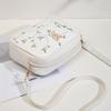 Embroidered Flower Bow Camera Bag Simple Women's Casual Small Square Bag PU Leather Shoulder Crossbody Bag AVE