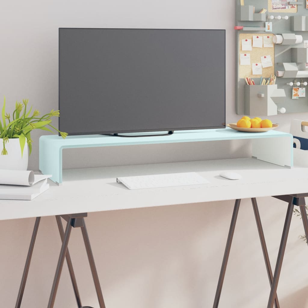 Vidaxl Podstawka Pod Monitor / Tv, Zielone Szkło, 90X30X13 Cm