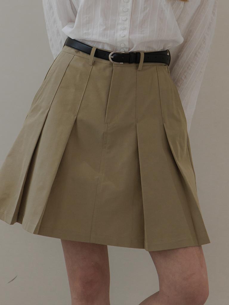 EIGHT DAYS A WEEK Pleated Cotton Skirt Beige Ad380