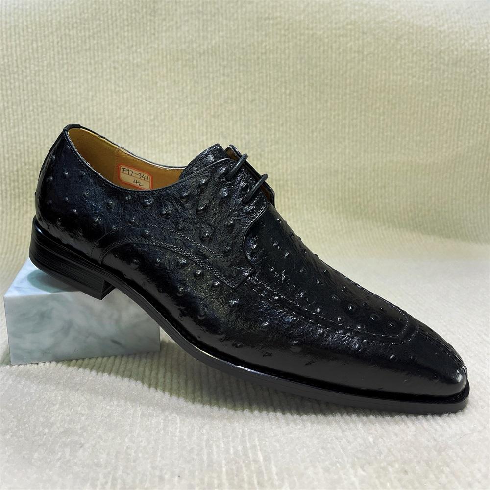 

Модная мужская обувь из натуральной кожи для формальных мероприятий, с заостренным носком, на шнуровке, офисные оксфорды для бизнеса, черная, коричневая, банкетная обувь 46 чёрный