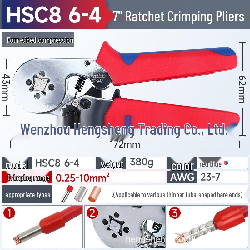 Electrician's HCS86-4A Tubular Terminal Crimping Pliers for Quick Wiring