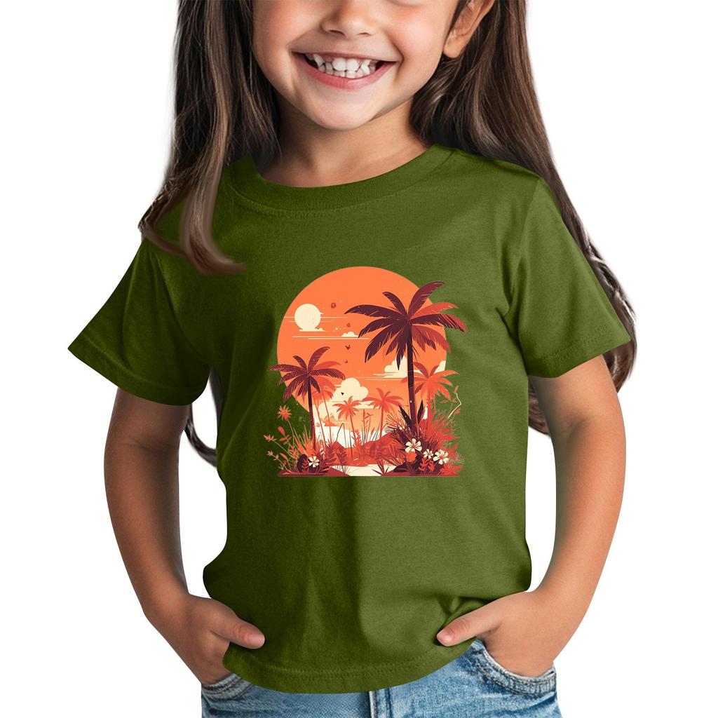 Småbarn Jente Gutt T-skjorter Barn Topp Gutter og Jenter Trykt kortermet T-skjorte