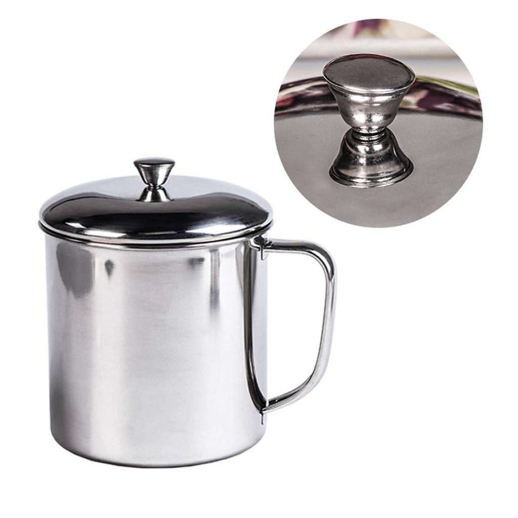 Bärbar vattenkopp 350 ml 304 Rostfritt stål Rostfri Temugg med lock och handtag för mjölk, juice, dryck