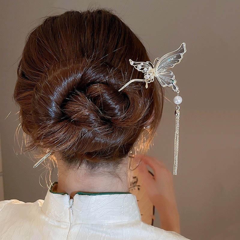 Vintage Butterfly Tassel Hairpin For Women Girl  Jewelry Gifts Headdress Hair Clip Chinese Hanfu Hair Sticks Accessories