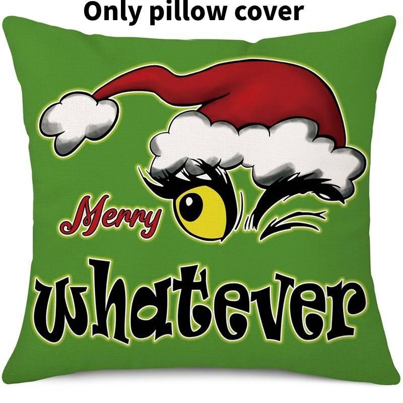 Cozy Green And Red Grinch Christmas Pillow Cover For Stylish Home Dcor 45x45cm