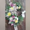 New Easter Wreath with Green Plants, Bowknot, and Rabbit Wall Decor