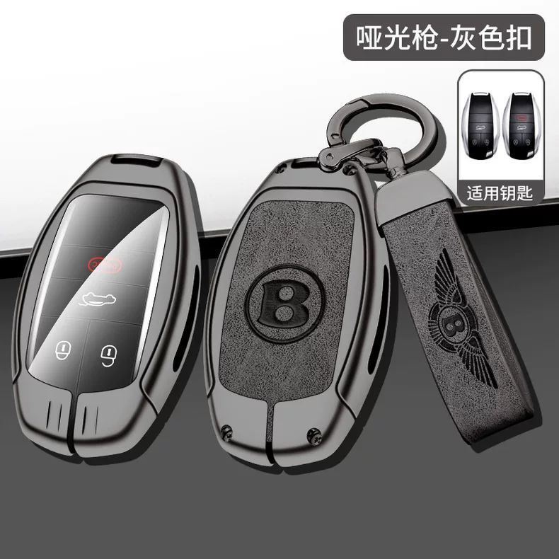 For New Bentley Flying Spur Continental GT Bentayga Mulsanne Alloy Leather Car Remote Key Case Cover Shell Keychain Accessories