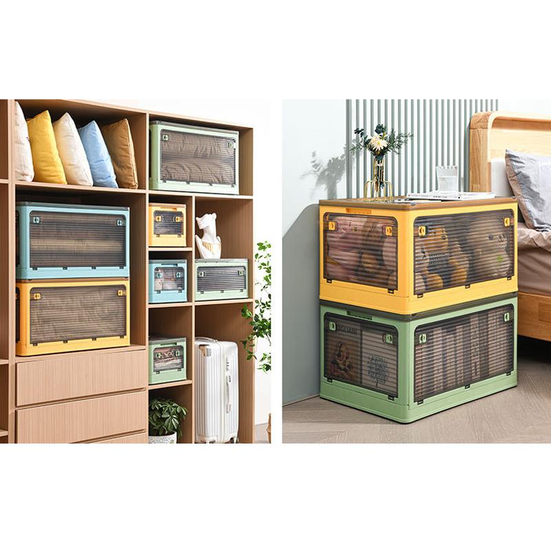 קופסת אחסון שקופה מפלסטיק עם חמש דלתות קופסת אחסון ספרים מתקפלת כדי לשים ספרים בגדי סטודנטים