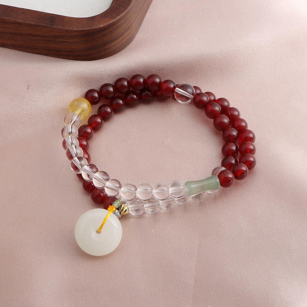 New Chinese bracelet amethyst Myanmar jade sun stone chalcedony safety buckle double circle crystal bracelet versatile bracelet