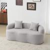 Light Grey Curved Loveseat, Round Armrests, Compression Sofa with 2 Cushions, Beige Bedroom Sofa, No Assembly Required.
