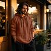 Men's Linen Cotton Hoodie Long Sleeve Casual Pullover