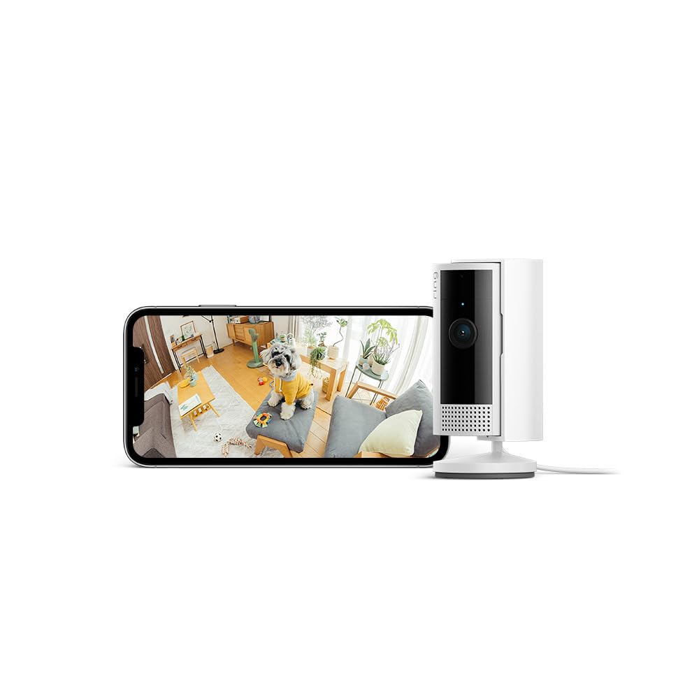 

[2023 Good Design Award Winner] Ring Indoor Cam 2nd Generation White | Lightweight and Compact Indoor Security Camera, Great for Pets, Home Surveillan