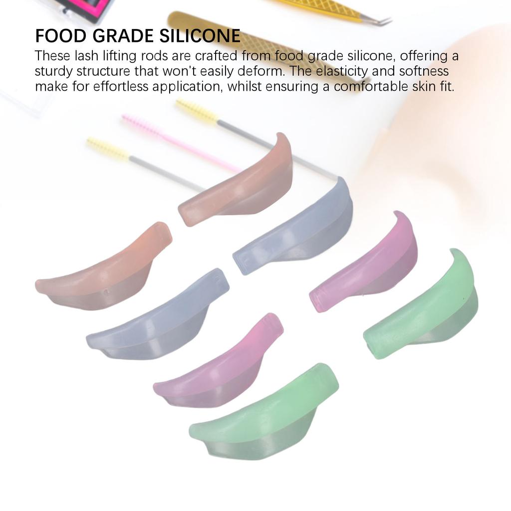 8 Pairs Silicone Lash Lift Rods 4 Sizes Reusable Perming Curler Makeup Beauty Tools No Glue Required Eyelash Perm Pads