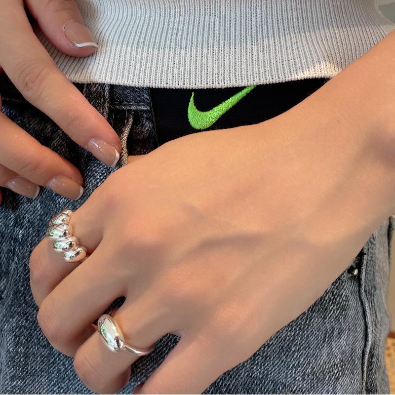 S925 Sterling Silver Croissant Ring - Women's Geometric Index Finger, Korean Minimalist High-End Design