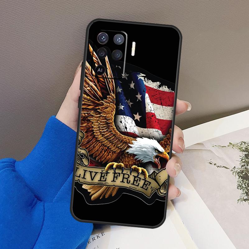 

American USA Flag Eagle Case For Oppo A77 A57 A17 A60 A80 A40 A74 A54 A94 A78 A98 A18 A38 A58 A96 A76 A16 A15 A5 Pro OPPO A18 4G